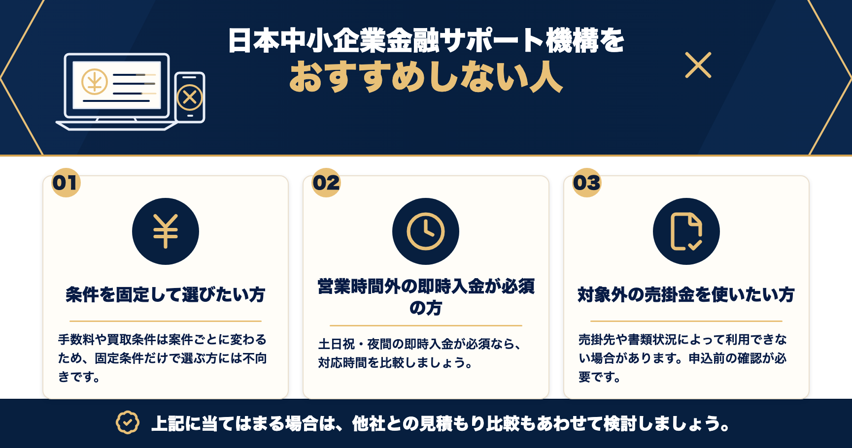 日本中小企業金融サポート機構をおすすめしない人をまとめた図解