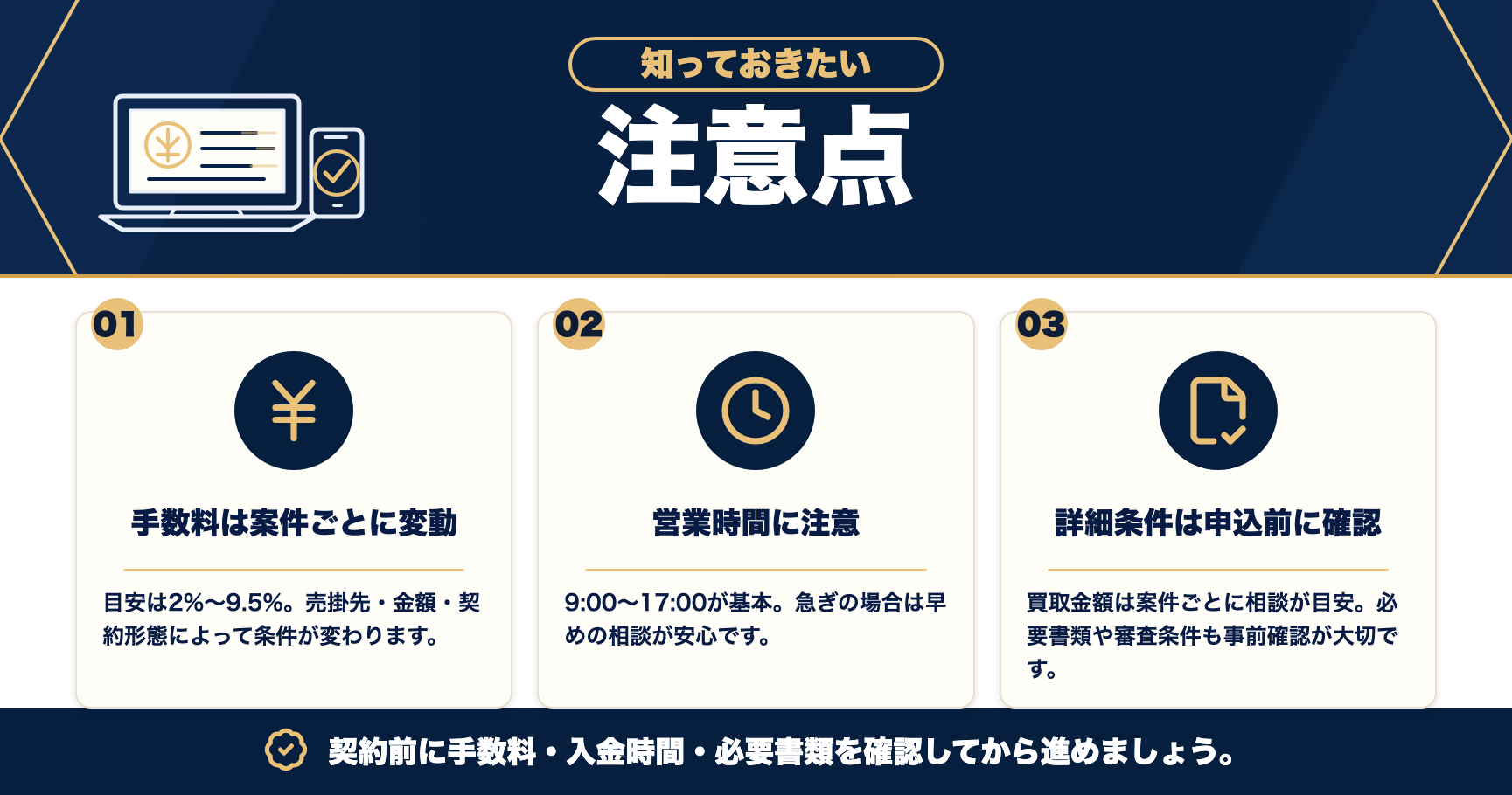 fintoファクタリングの注意点をまとめた図解