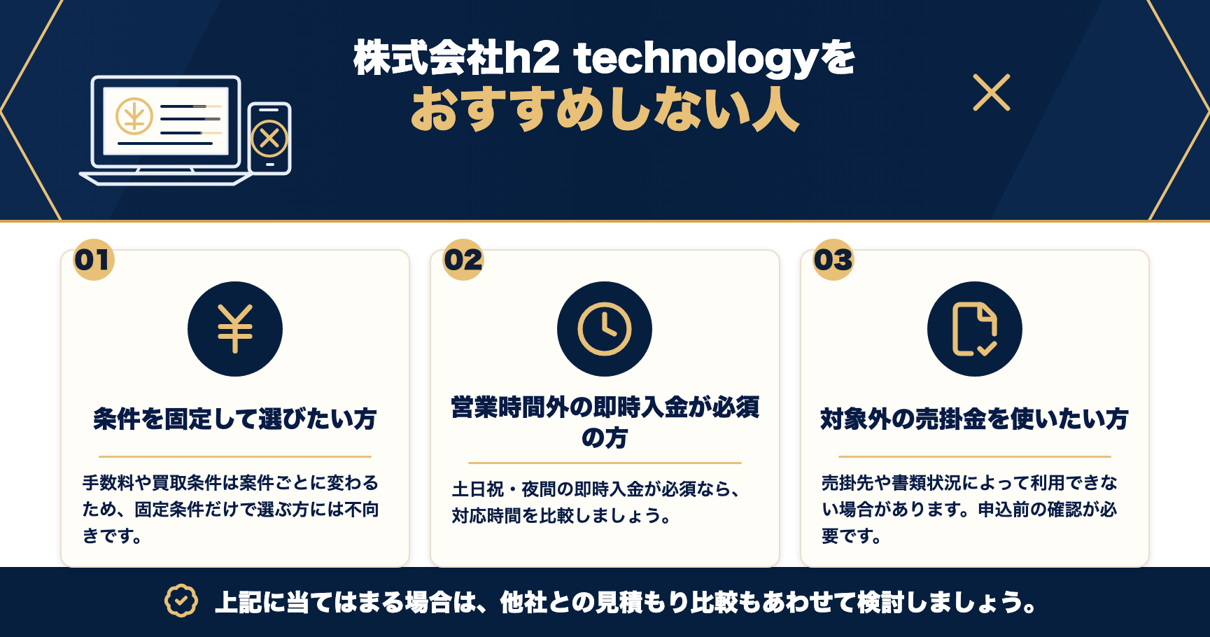 株式会社h2 technologyをおすすめしない人をまとめた図解