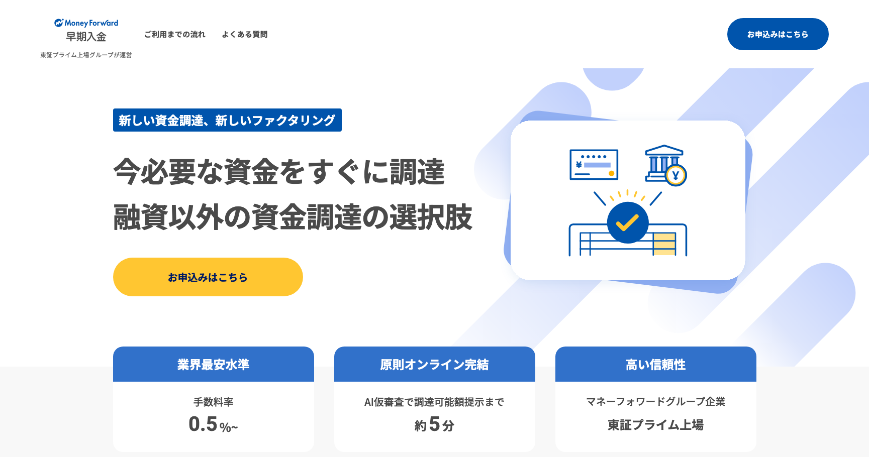 マネーフォワードアーリーペイメント公式サイトのスクリーンショット
