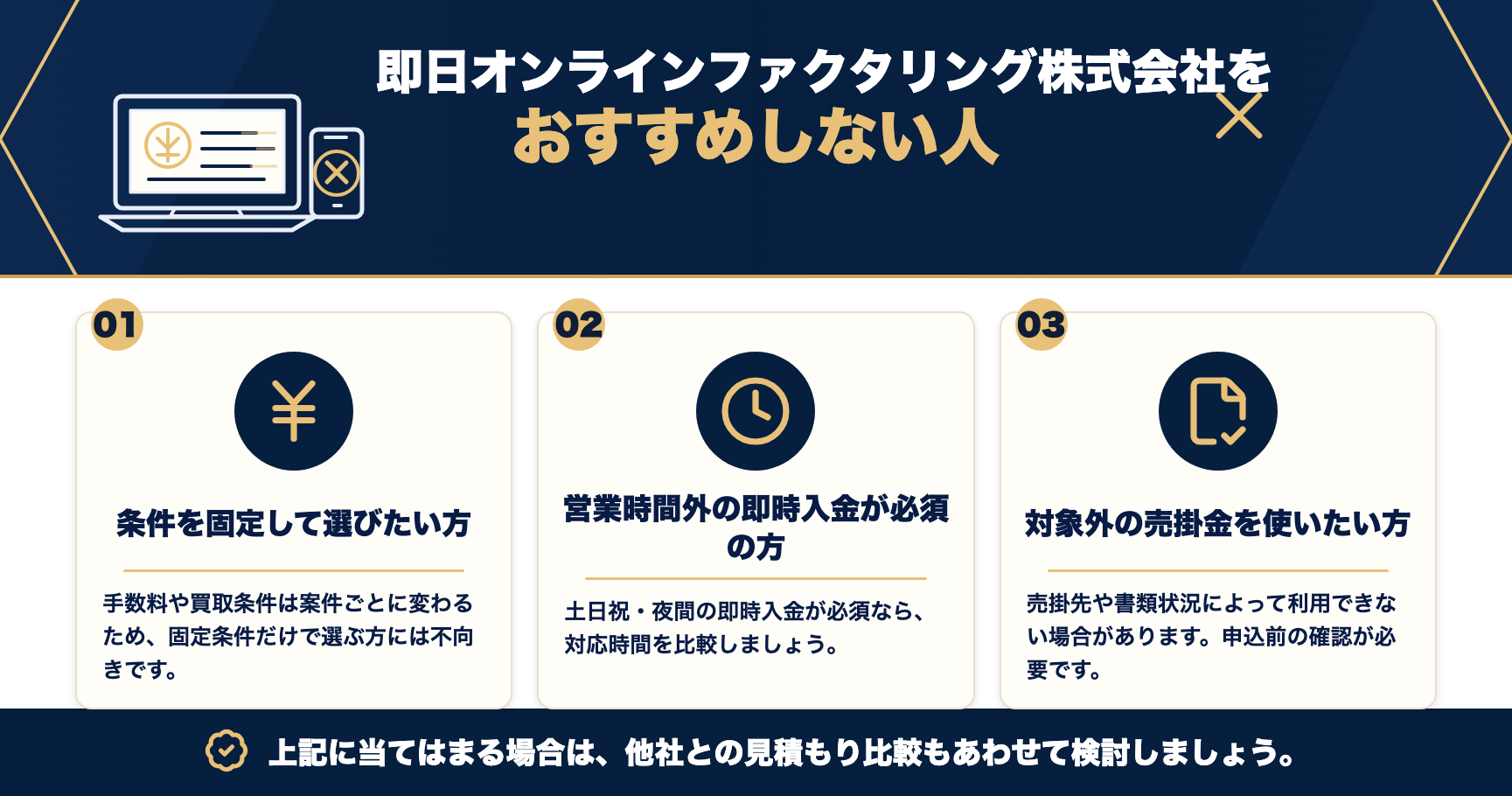 即日オンラインファクタリング株式会社をおすすめしない人をまとめた図解
