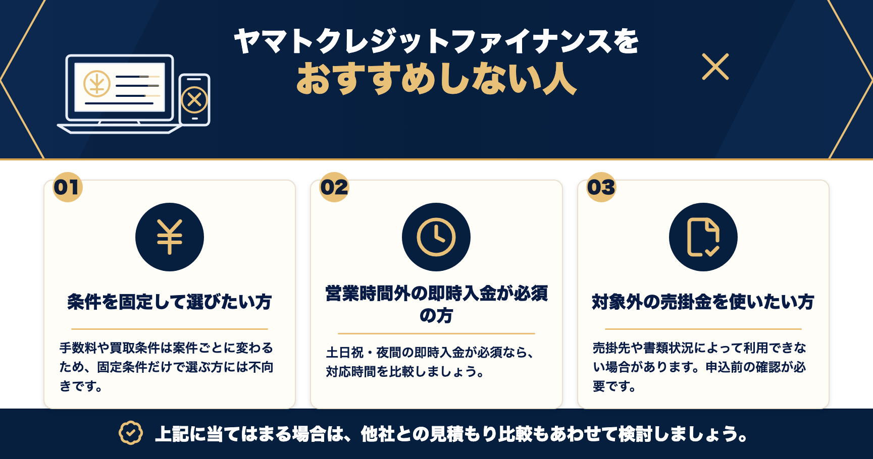ヤマトクレジットファイナンスをおすすめしない人をまとめた図解
